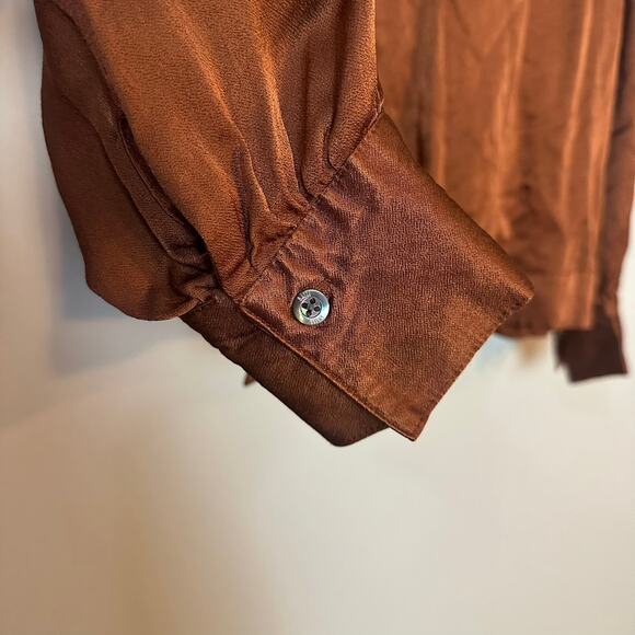 Rails Wynna Top Cedar Brown/Orange Silky Blouse SZ SMALL MSRP $234 EUC - Picture 13 of 16